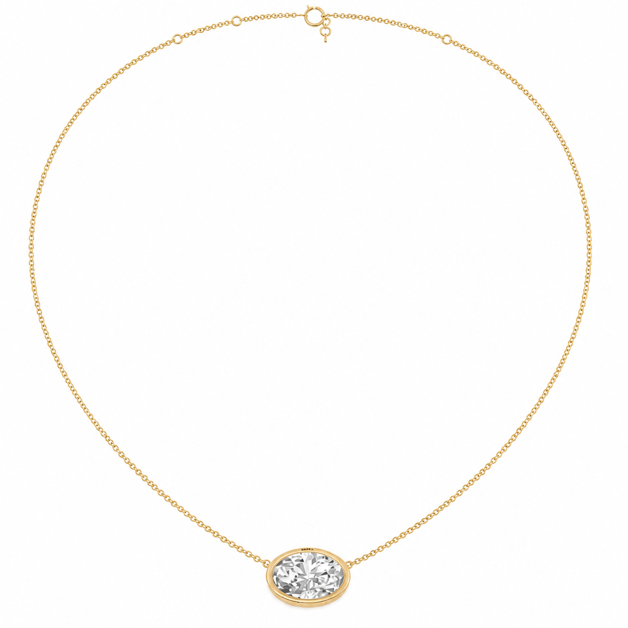 Round Lab Diamond Bezel Necklace – 1ct
