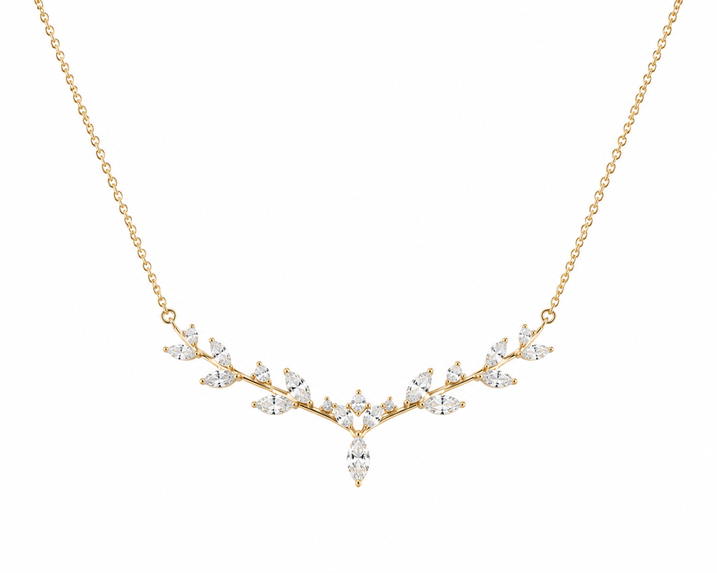 The Sylvan – 0.75 CT Marquise Cluster Lab Diamond Necklace