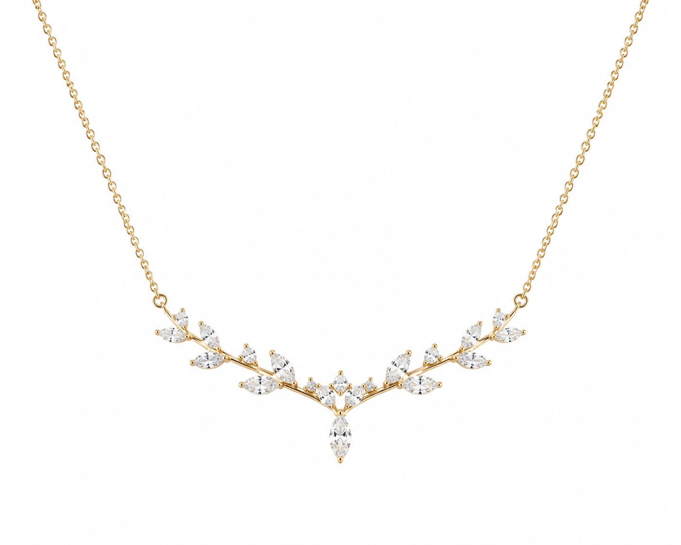 The Sylvan – 0.75 CT Marquise Cluster Lab Diamond Necklace