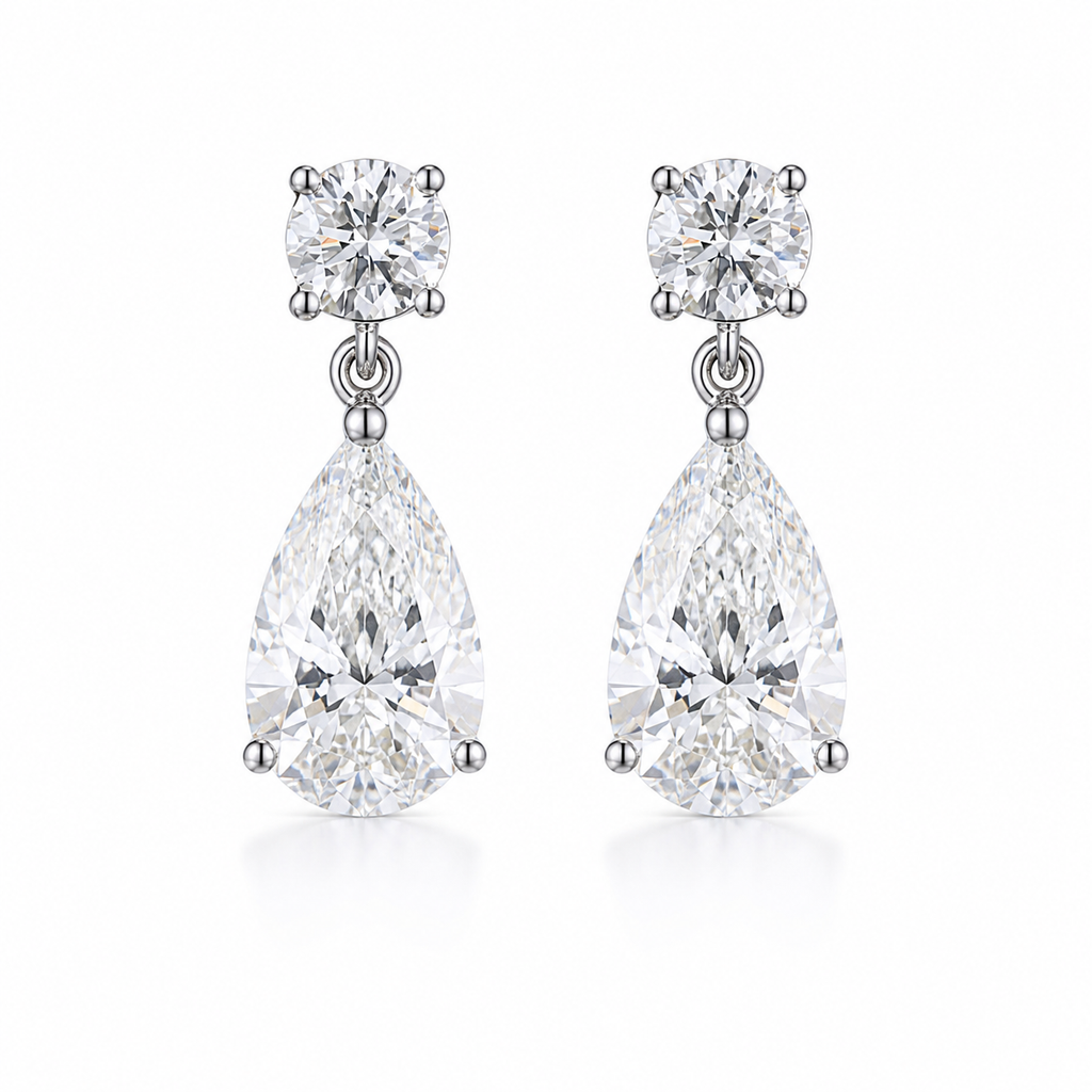 Pear Cut Lab Diamond Drop Earrings – 5.05ct Total