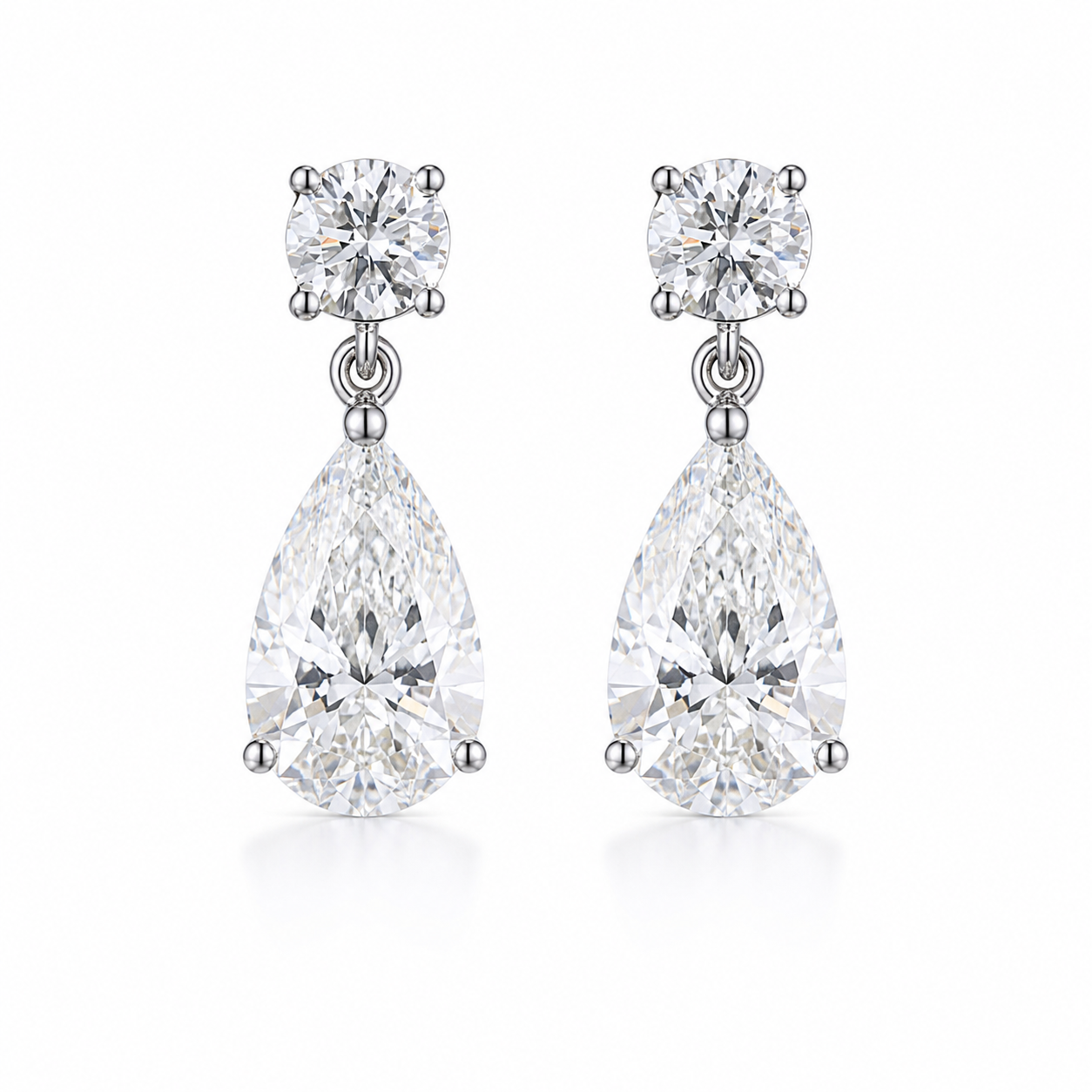 Pear Cut Lab Diamond Drop Earrings – 5.05ct Total