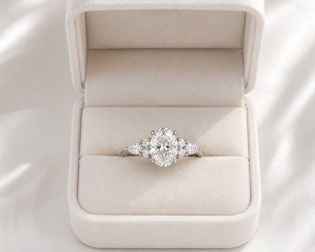 Oval Lab Diamond Ring – 2.3ct Floral Diamond Setting