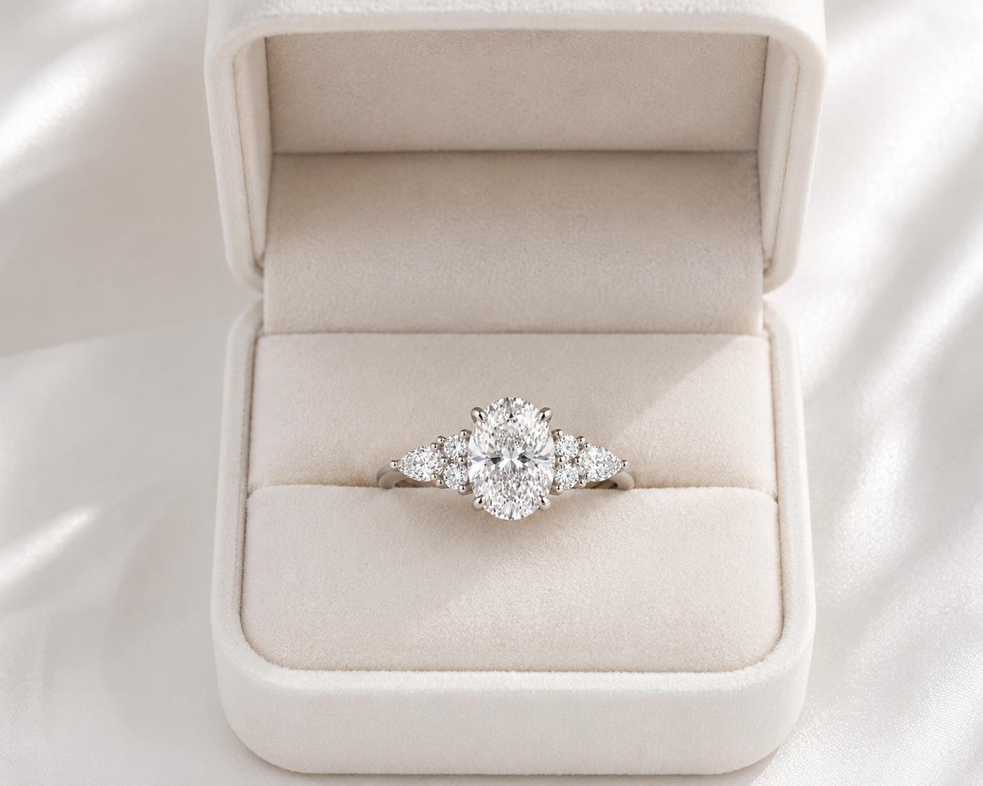 Oval Lab Diamond Ring – 2.3ct Floral Diamond Setting