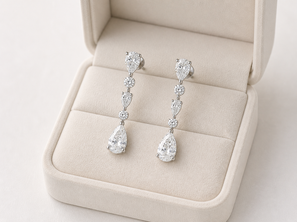 Pear Cut Lab Diamond Drop Earrings – 2.86ct Total