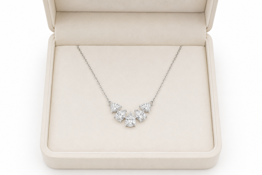 1ct Pear Lab Diamond Cluster Necklace