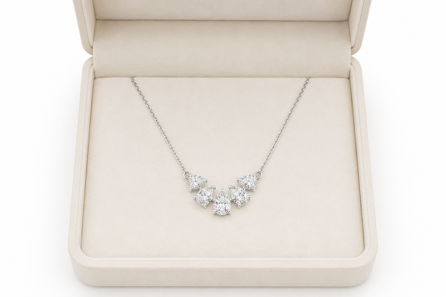 1ct Pear Lab Diamond Cluster Necklace