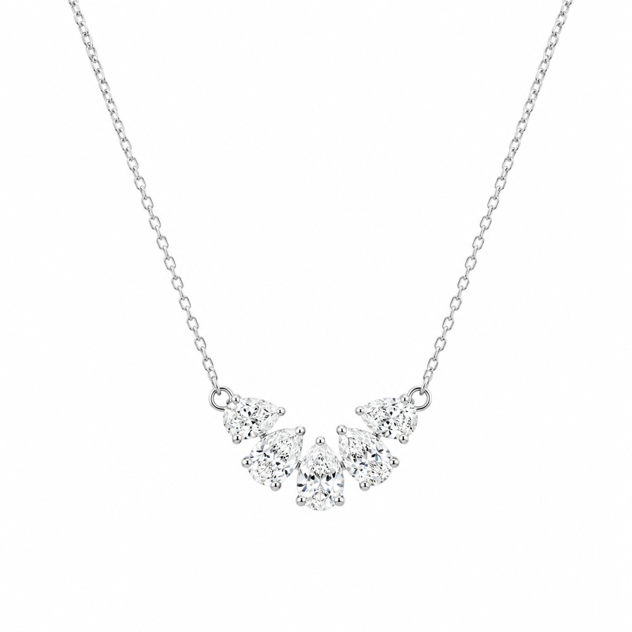 1ct Pear Lab Diamond Cluster Necklace