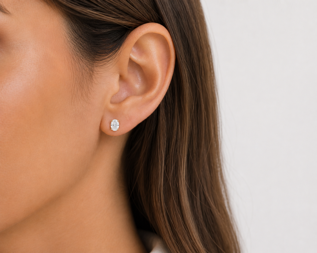 Oval Cut Lab Diamond Stud Earrings – 1ct Total