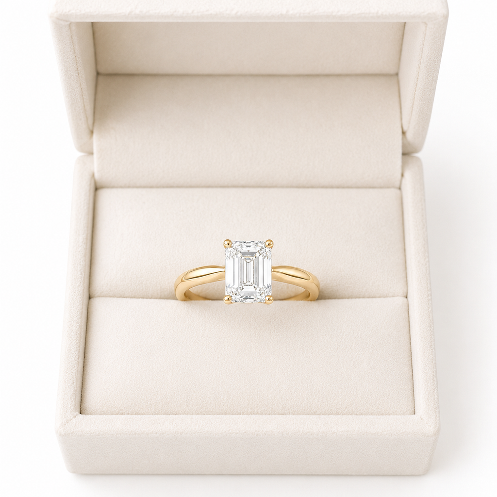 Emerald Cut Lab Diamond Engagement Ring – 2.00ct Total | 14K Gold | IGI Certified