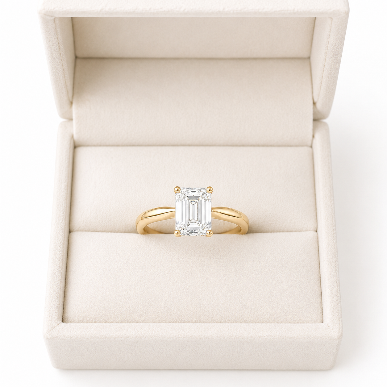 Emerald Cut Lab Diamond Engagement Ring – 2.00ct Total | 14K Gold | IGI Certified