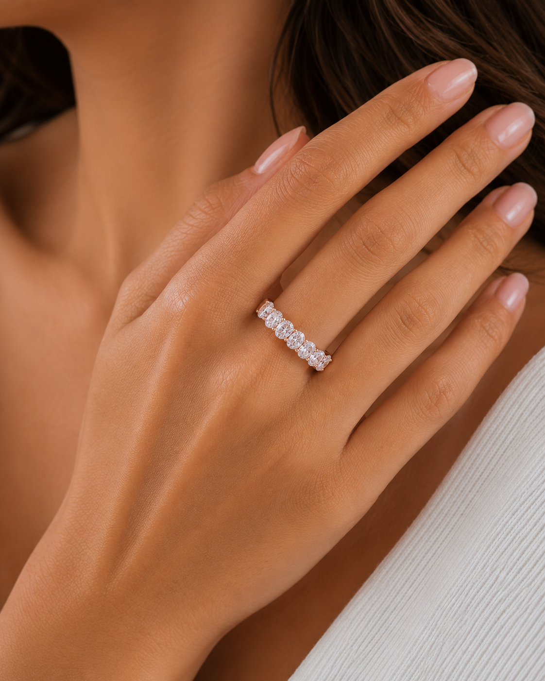 Seven Stone Oval Lab Diamond Ring – 2ct Total | 14K  Gold | IGI Certified