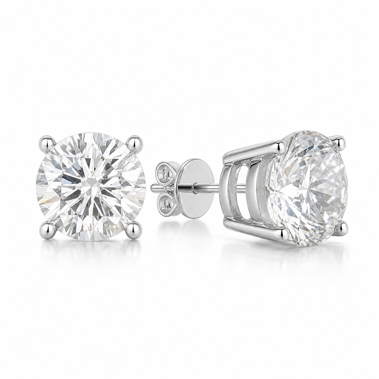 Round Lab Diamond Stud Earrings – 3ct Total