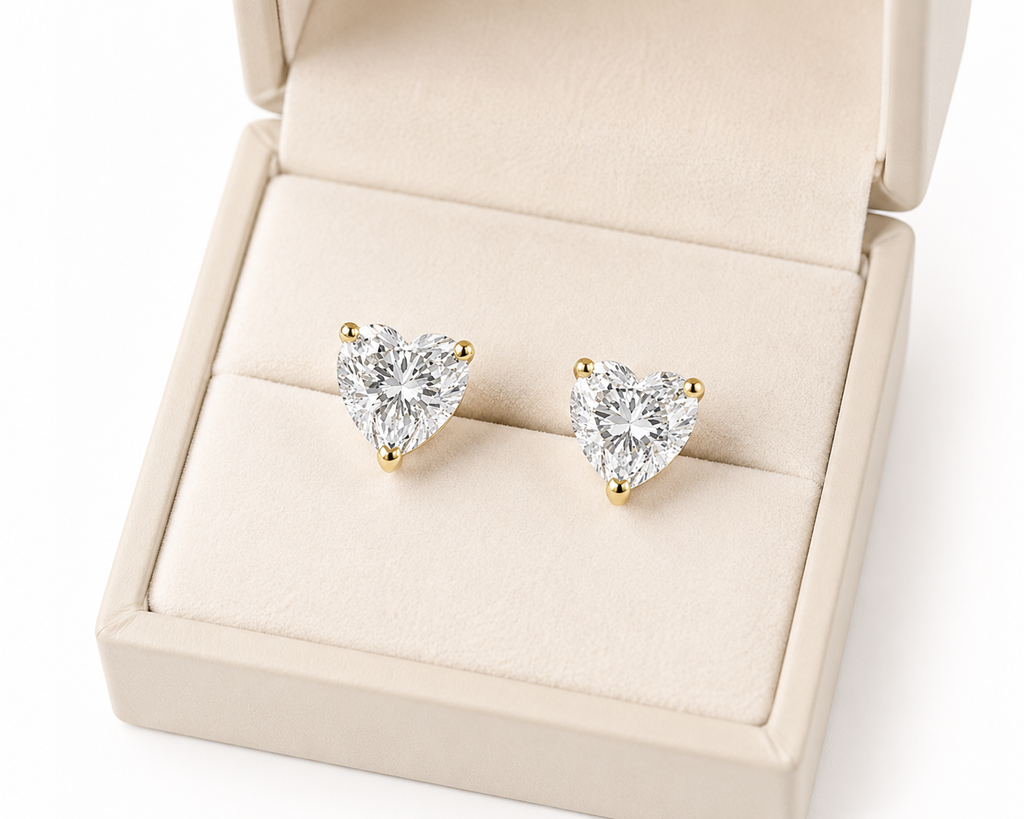 Amora 2CT Heart Lab Diamond Stud Earrings