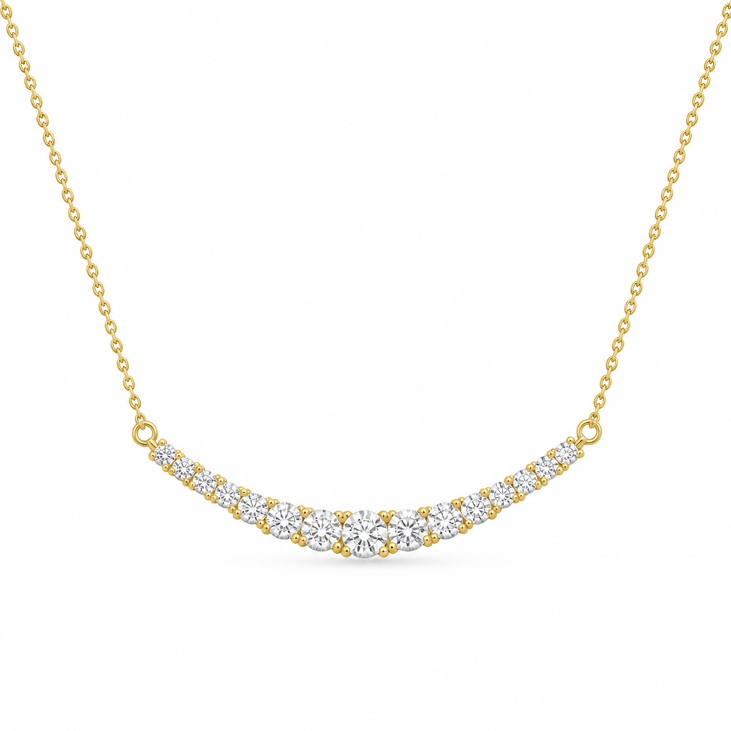 Graduated Lab Diamond Curve Necklace – 1.12ct Total | 15 Stones