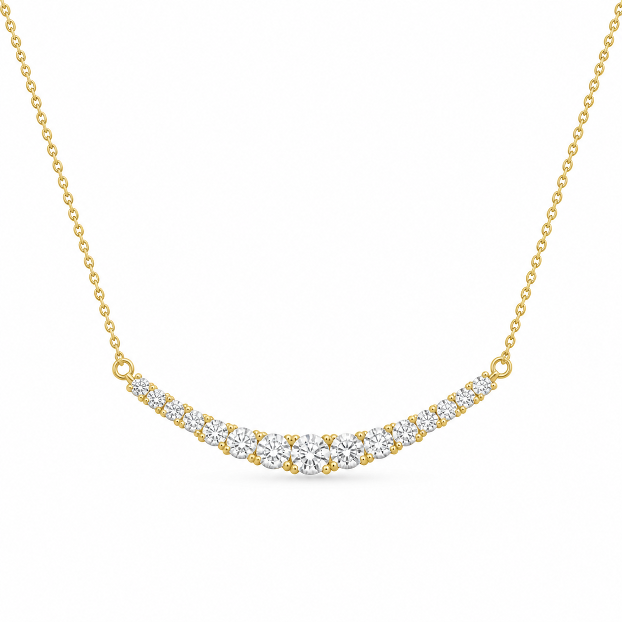 Graduated Lab Diamond Curve Necklace – 1.12ct Total | 15 Stones