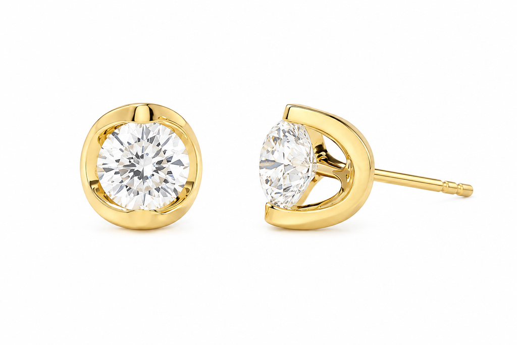 2CT Round Lab Diamond Stud Earrings