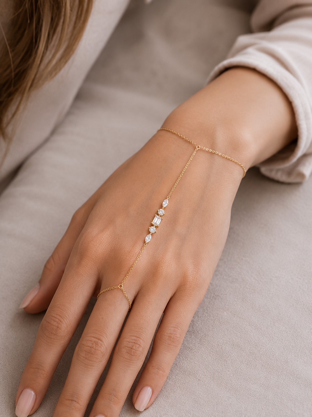 Diamond Hand Chain Bracelet – 1.16ct Lab Diamonds