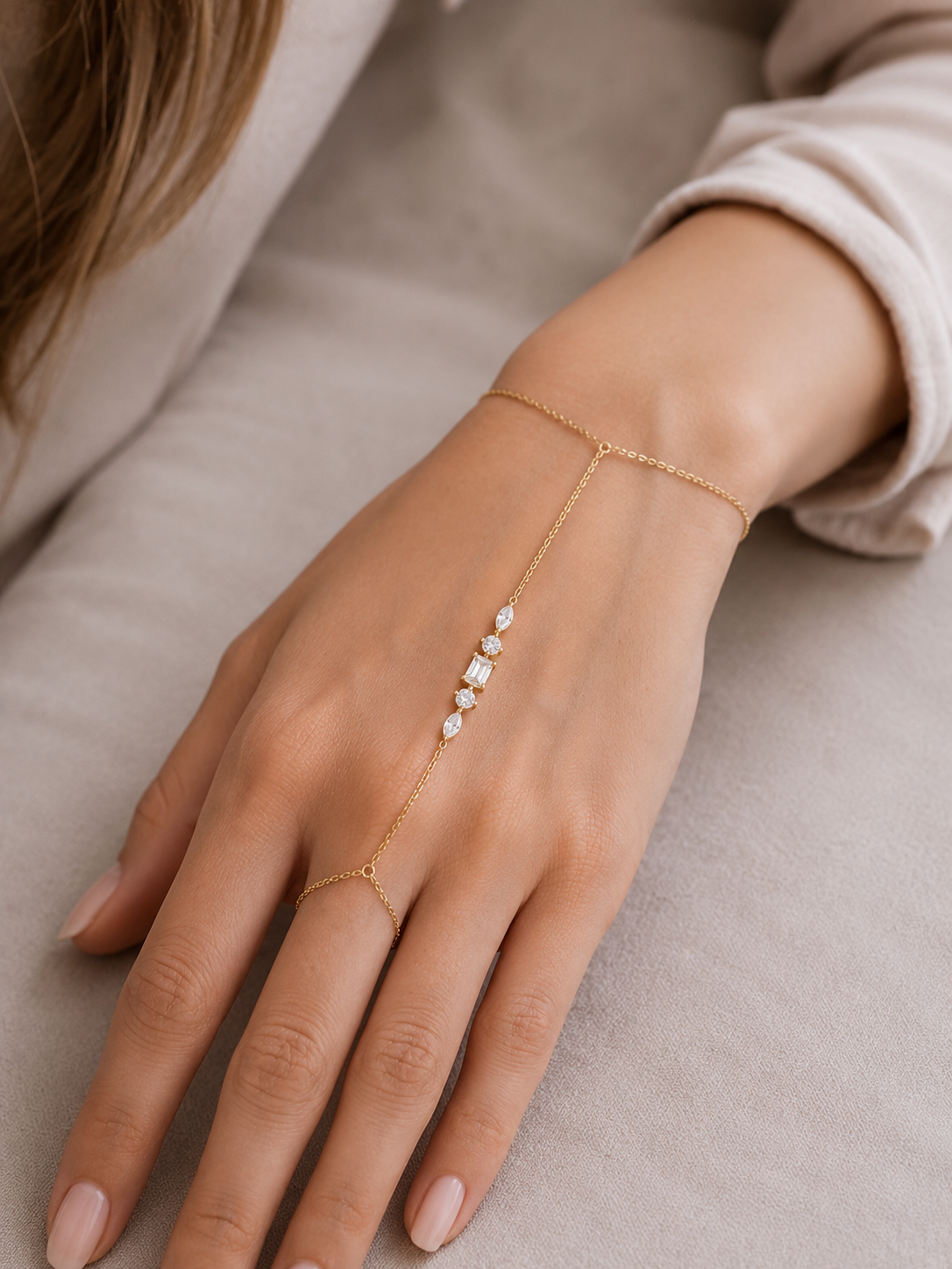 Diamond Hand Chain Bracelet – 1.16ct Lab Diamonds