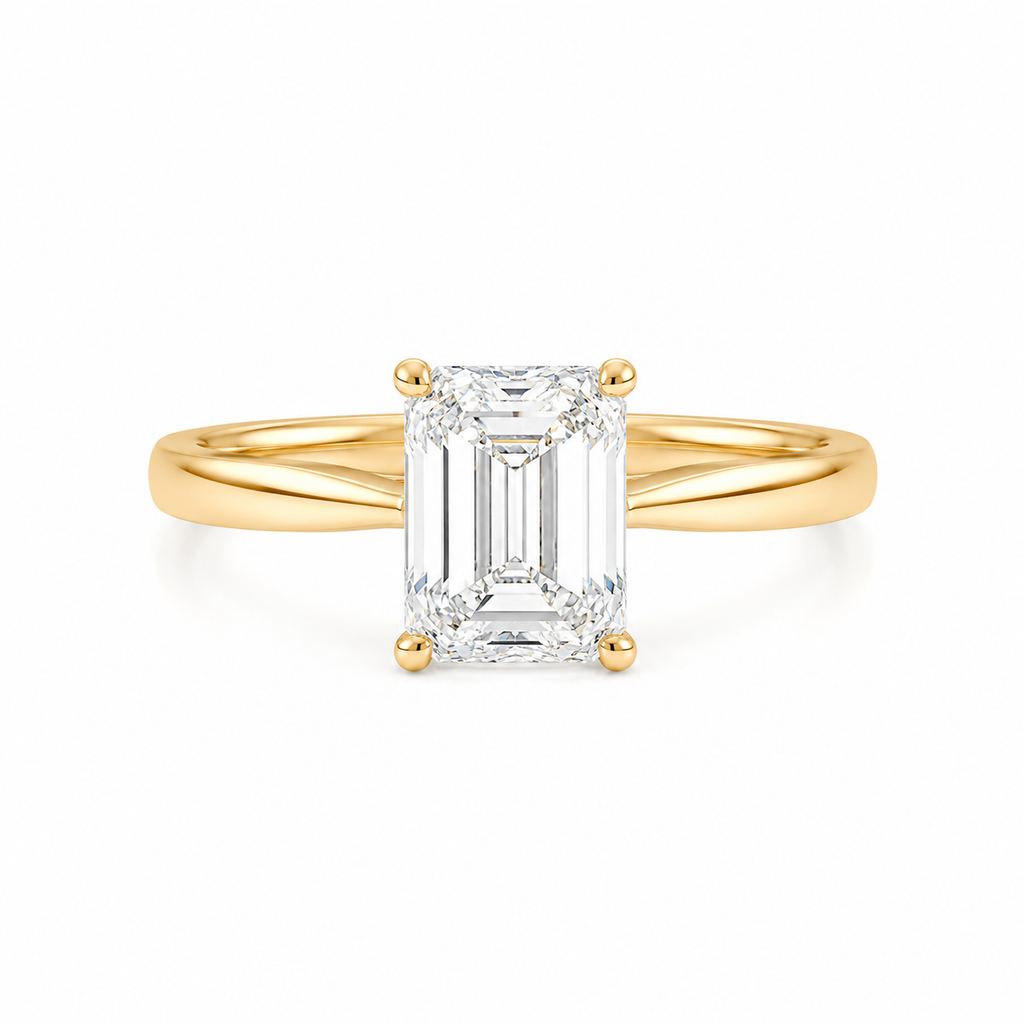 Emerald Cut Lab Diamond Engagement Ring – 2.00ct Total | 14K Gold | IGI Certified