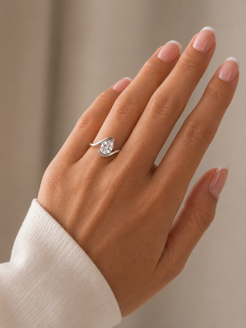 Pear Shape Wave Ring – 2.00ct Lab Diamond