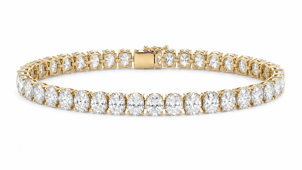 Oval Lab Diamond Tennis Bracelet – 13.04ct Total | 40 Stones | IGI Certified | 14K Gold