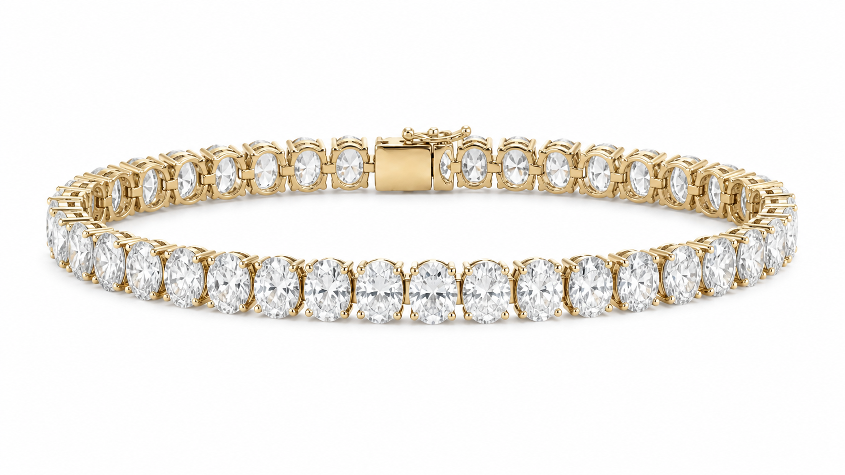 Oval Lab Diamond Tennis Bracelet – 13.04ct Total | 40 Stones | IGI Certified | 14K Gold