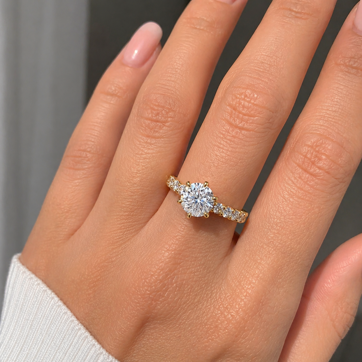 Round Lab Diamond Ring – 2.99ct Pavé Setting