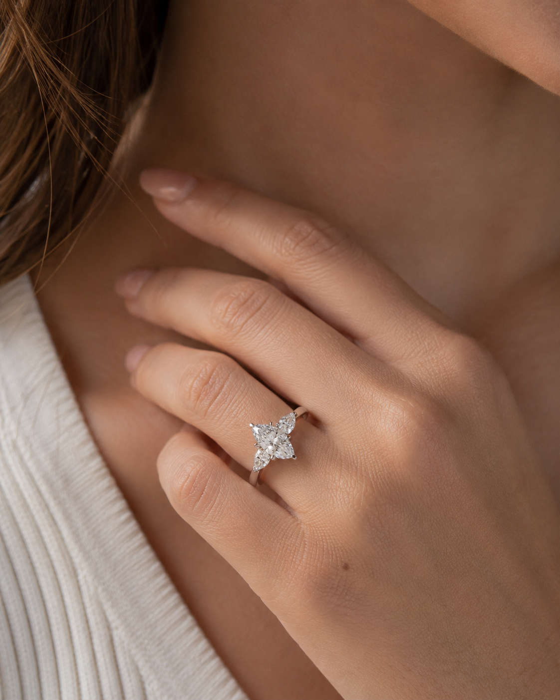 2.50CT Marquise Three-Stone Lab Diamond Ring