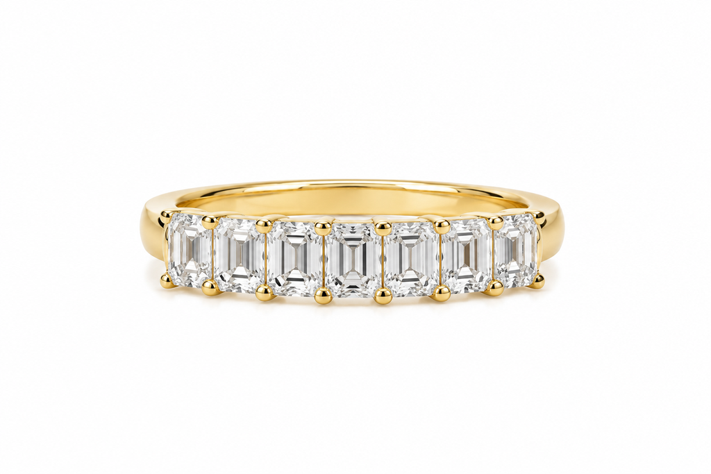 Seven Stone Emerald Lab Diamond Ring – 1ct Total | 14K  Gold | IGI Certified