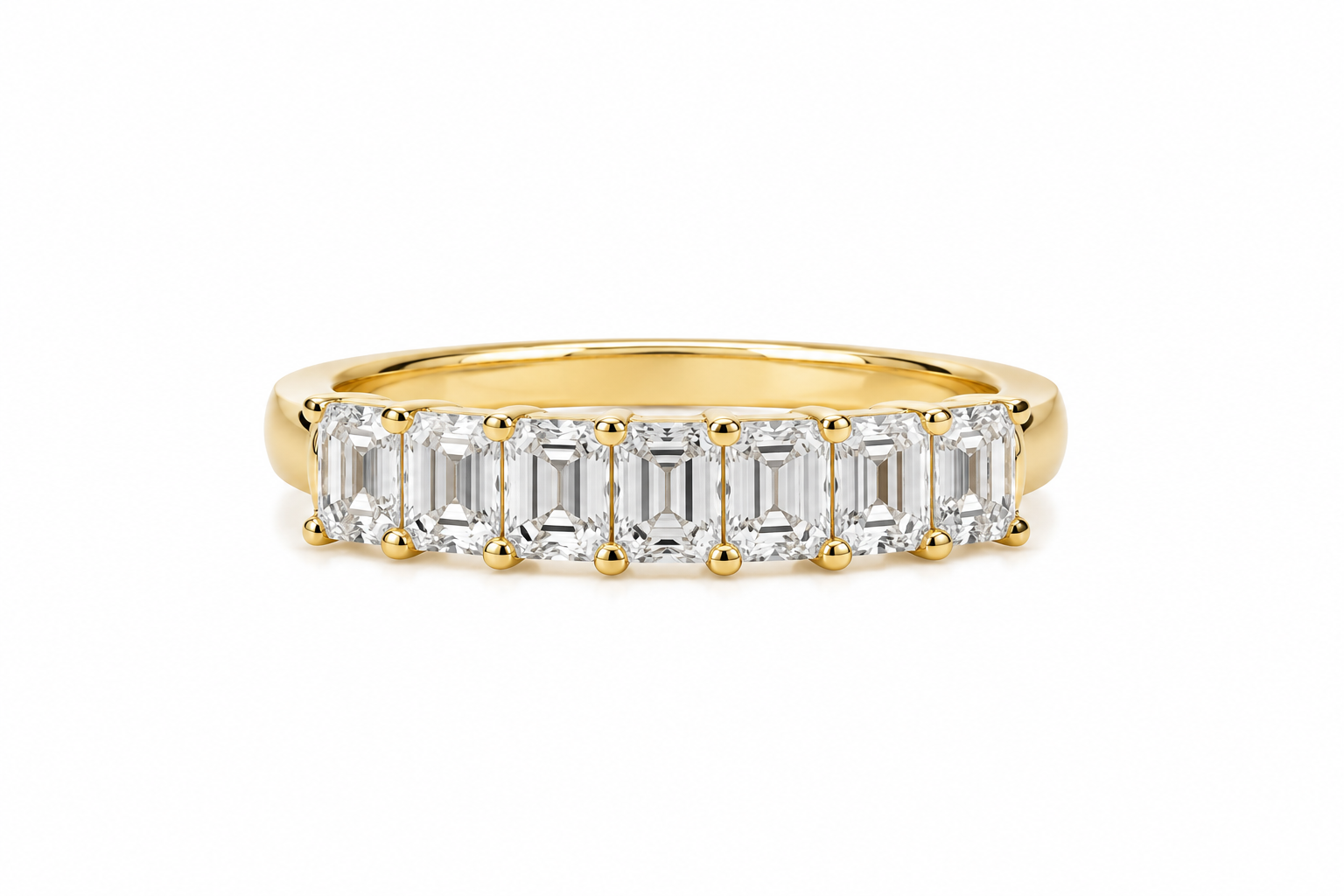 Seven Stone Emerald Lab Diamond Ring – 1ct Total | 14K  Gold | IGI Certified