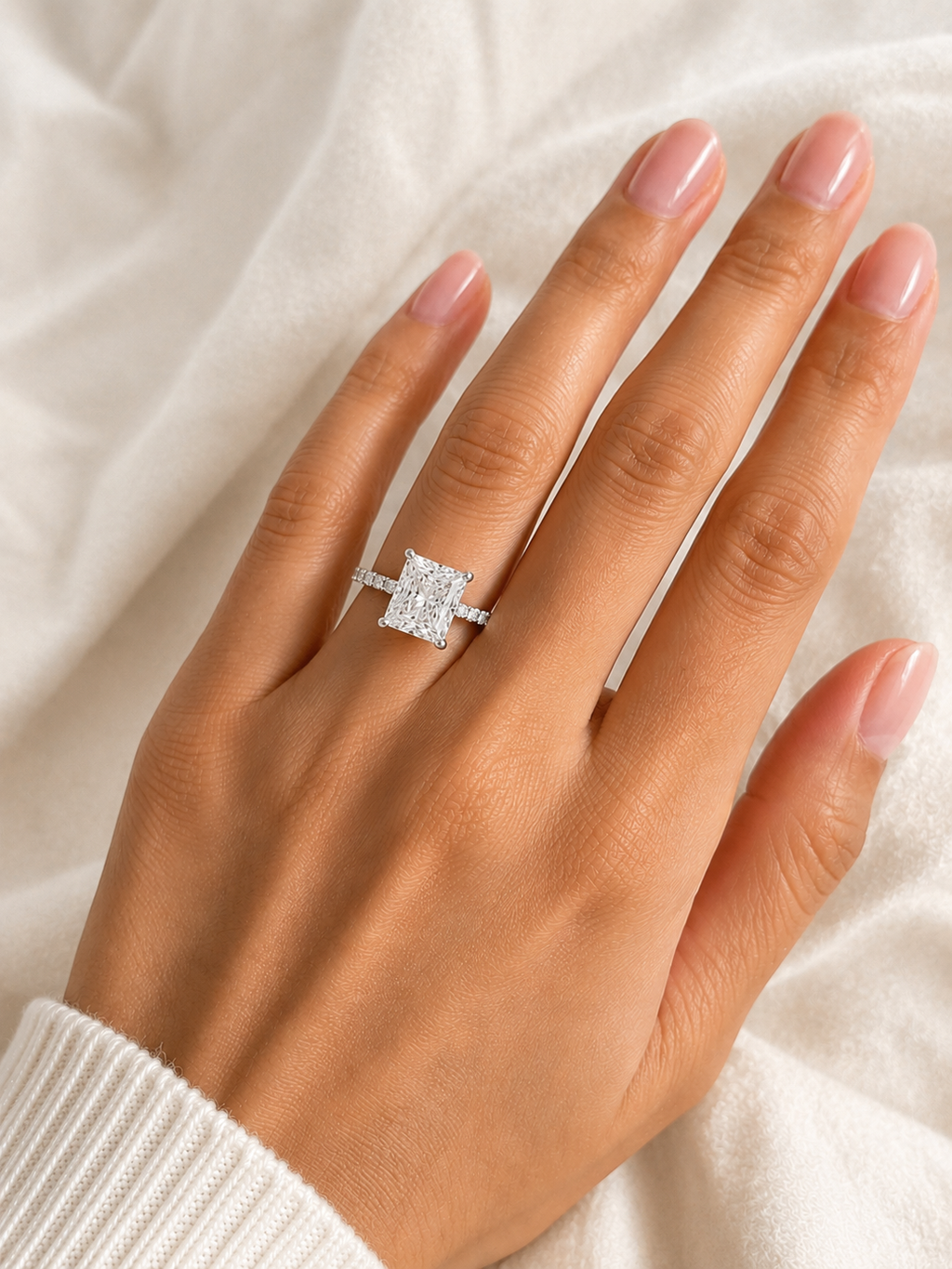Princess Cut Lab Diamond Engagement Ring – 3.75ct Total | 14K Gold | IGI Certified