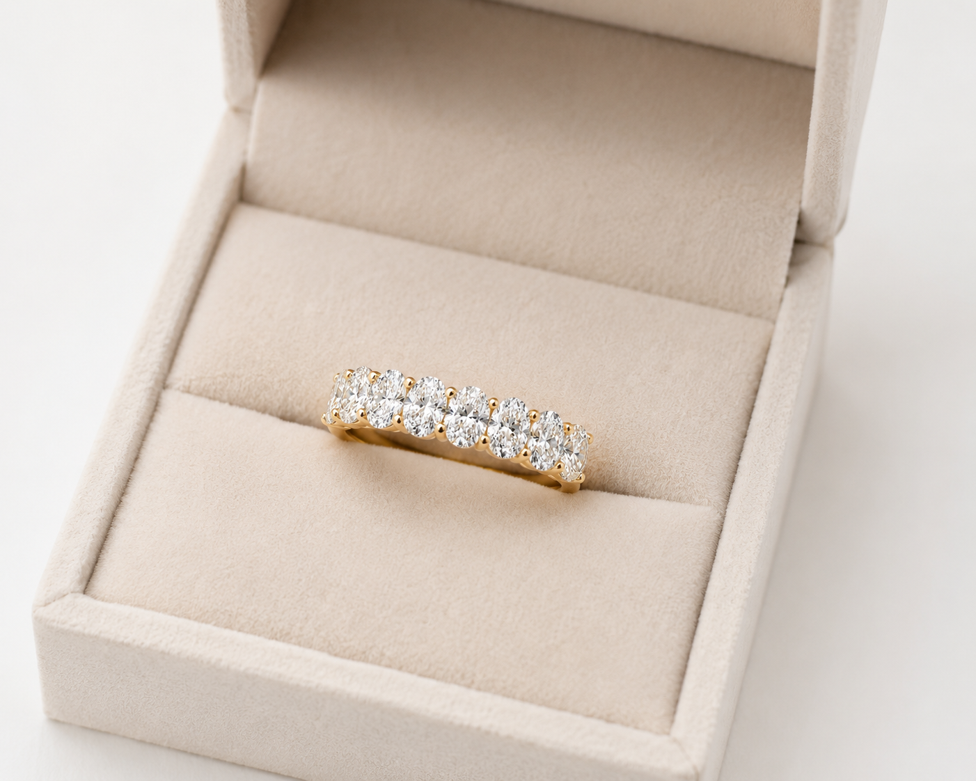 Seven Stone Oval Lab Diamond Ring – 2ct Total | 14K  Gold | IGI Certified