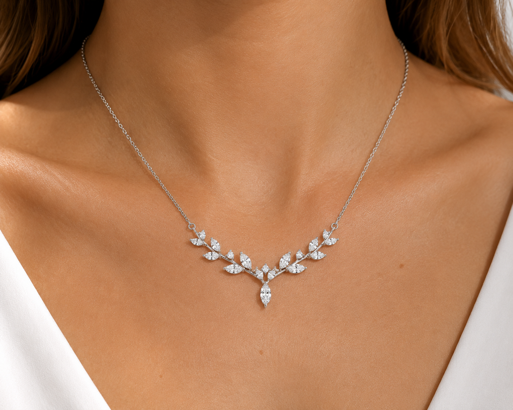 The Sylvan – 0.75 CT Marquise Cluster Lab Diamond Necklace