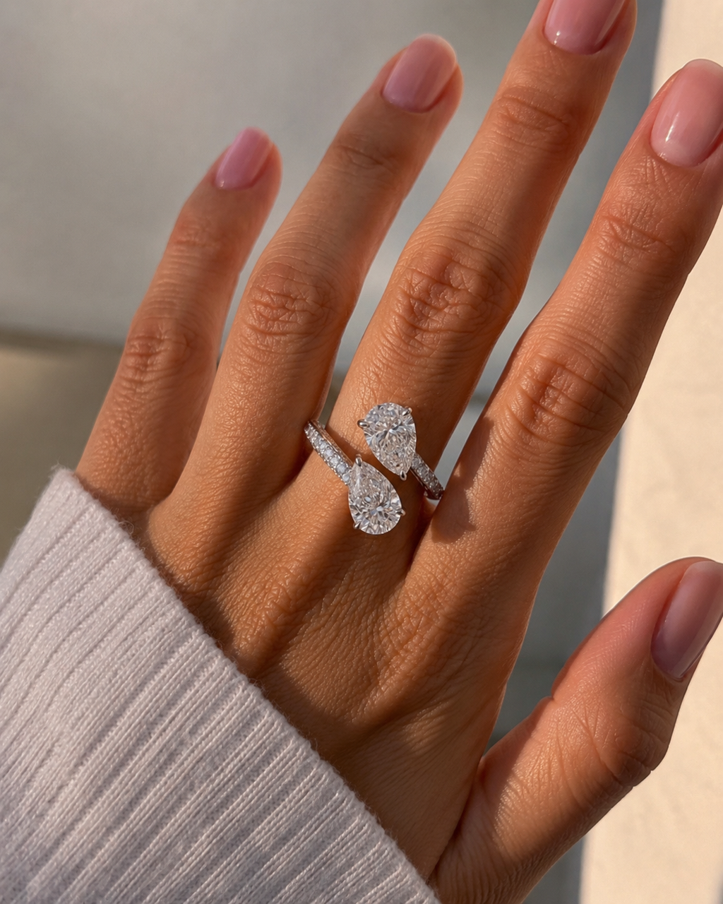 4ct Pear Lab Diamond Open Ring