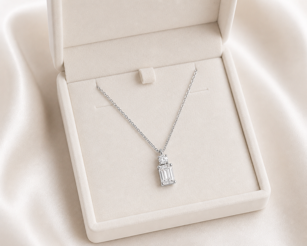 Emerald Cut Lab Diamond Pendant Necklace – 1.07ct