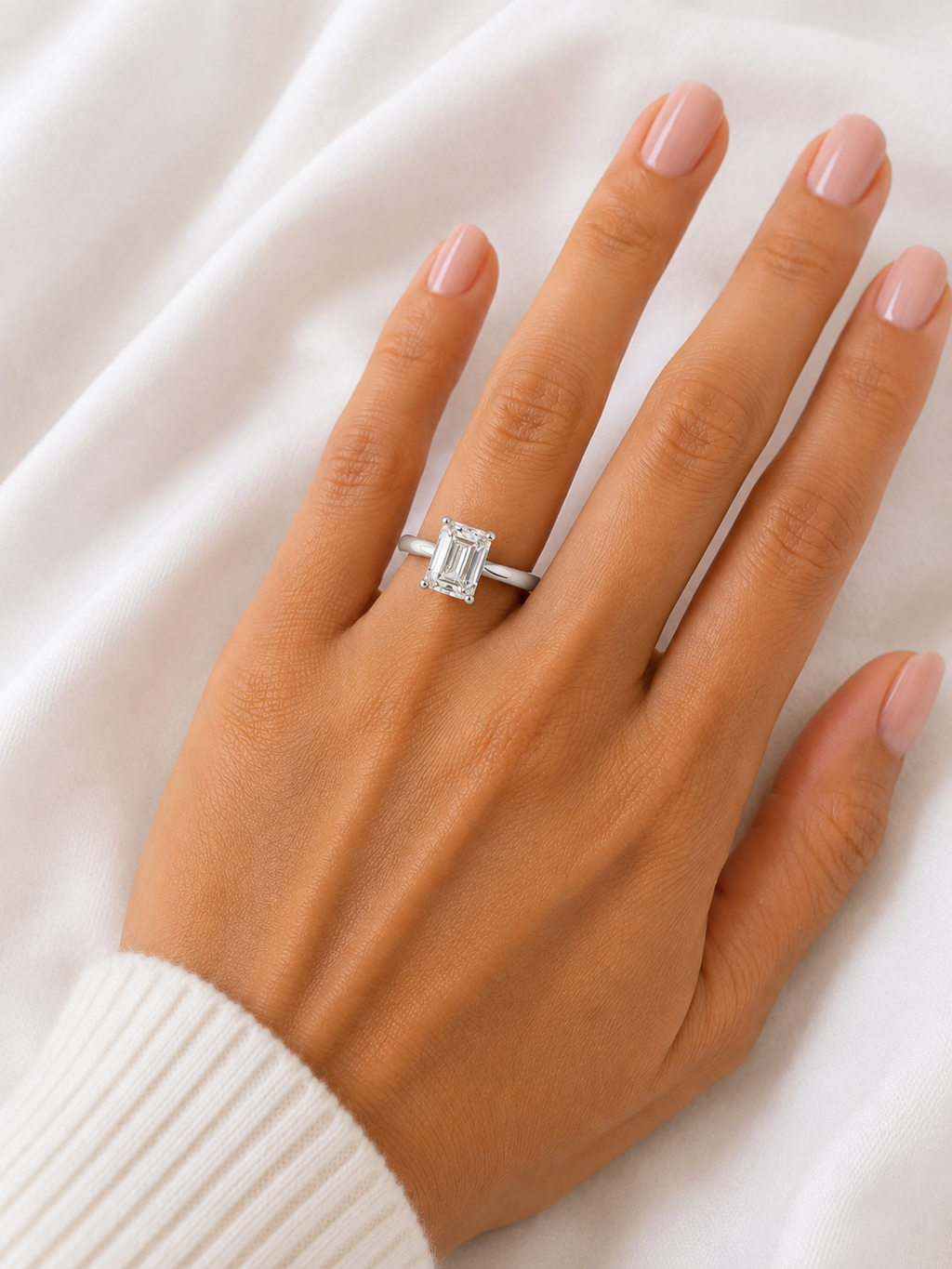 Emerald Cut Lab Diamond Engagement Ring – 2.00ct Total | 14K Gold | IGI Certified