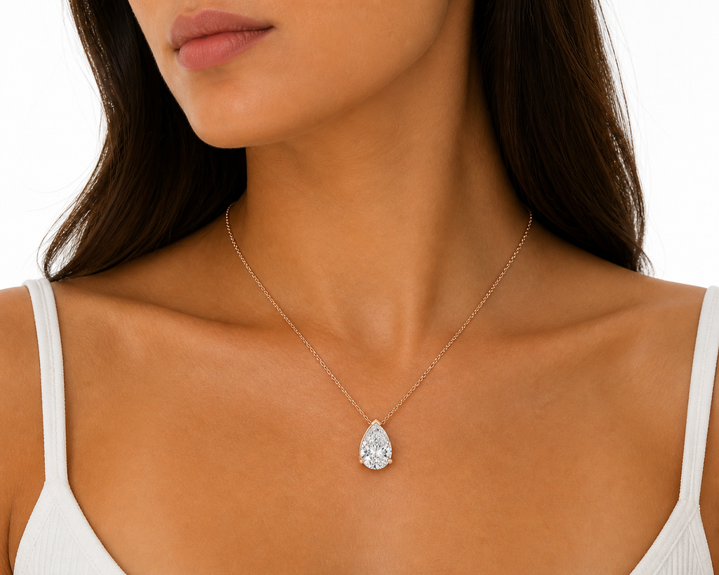 Pear Cut Lab Diamond Pendant Necklace – 4ct