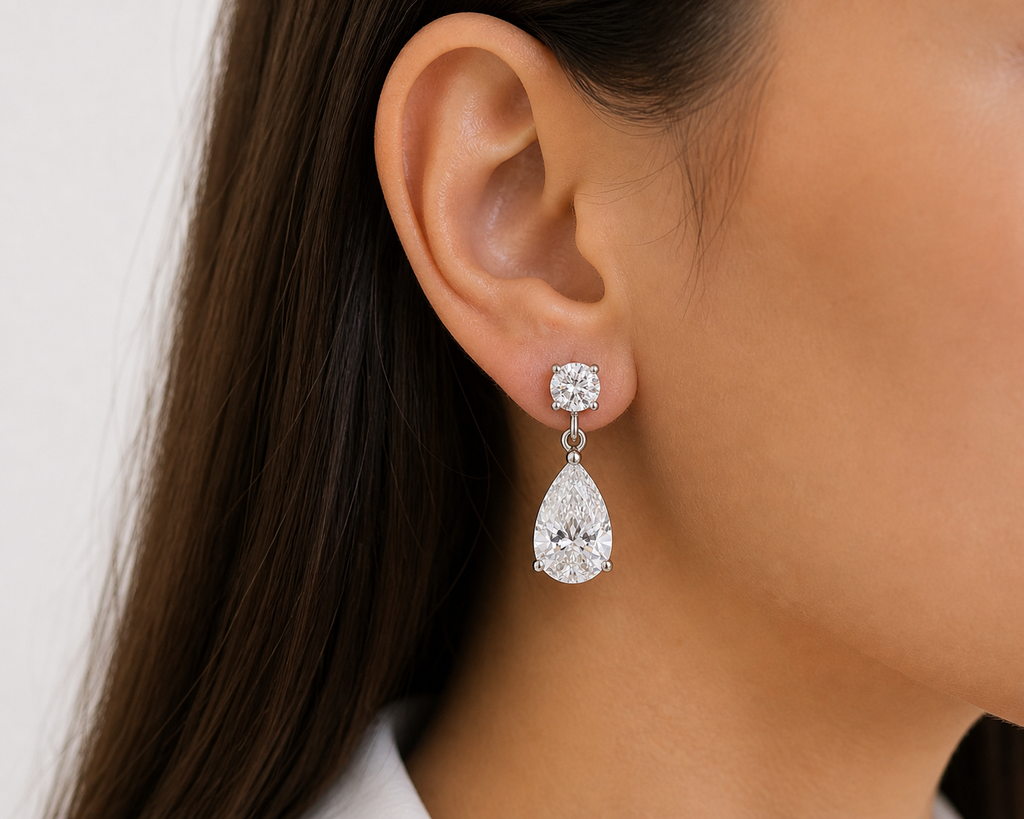 Pear Cut Lab Diamond Drop Earrings – 5.05ct Total