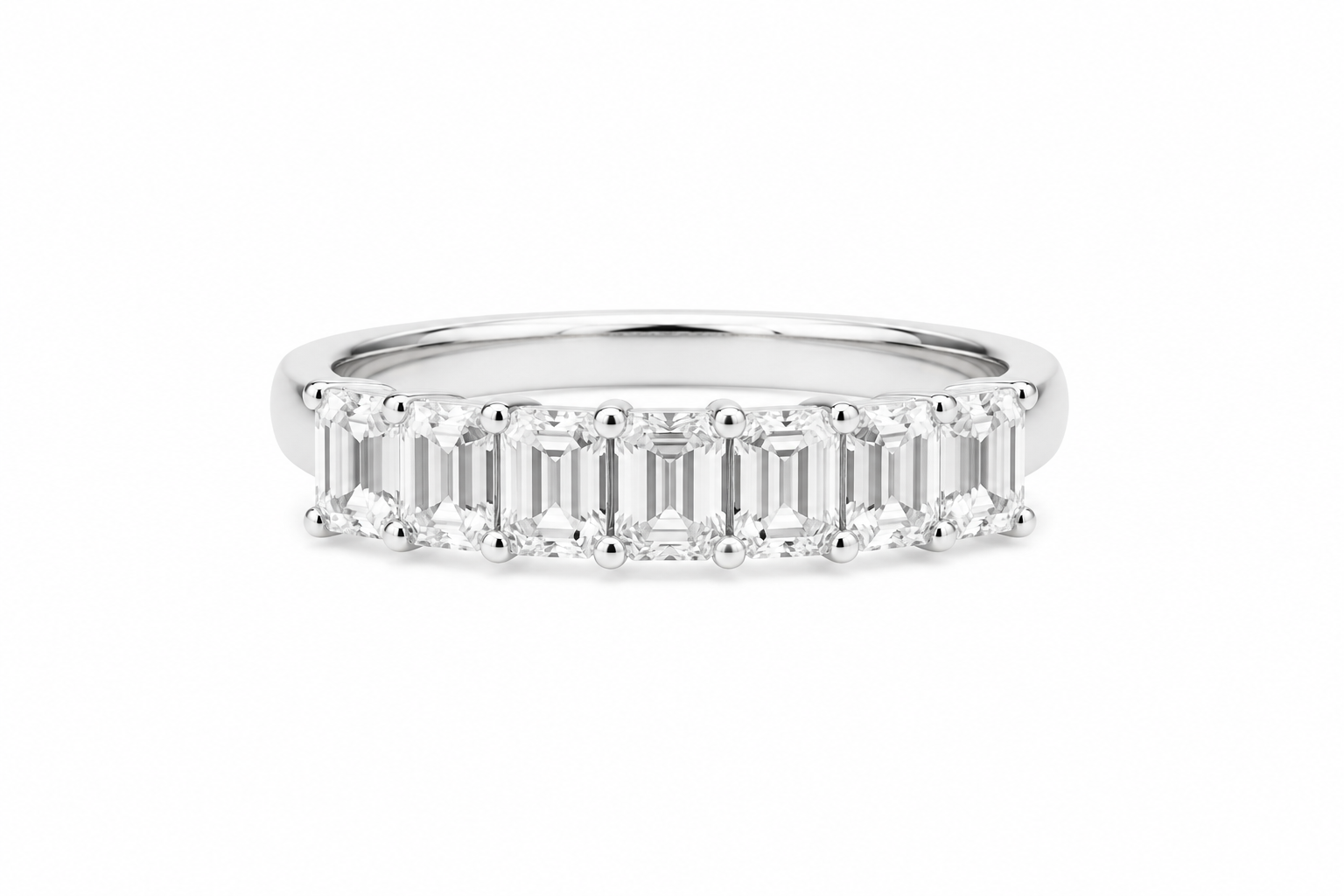 Seven Stone Emerald Lab Diamond Ring – 2ct Total | 14K Gold | IGI Certified