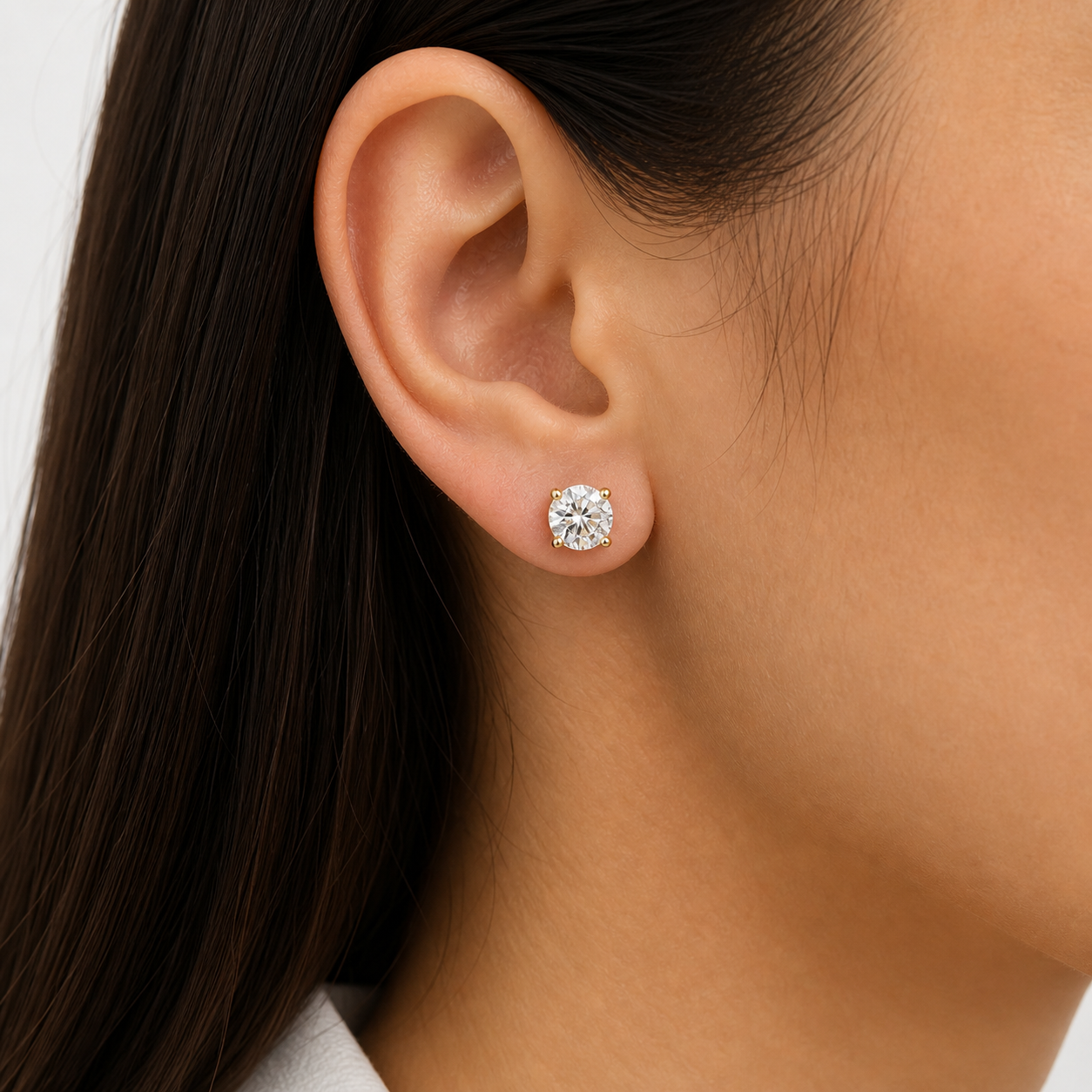 Round Lab Diamond Stud Earrings – 1ct Total