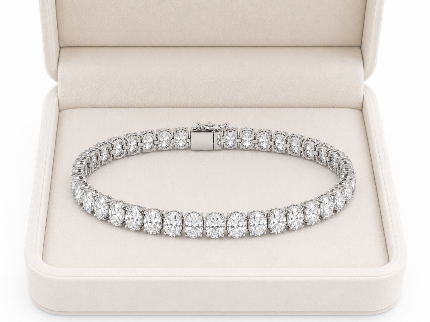 Oval Lab Diamond Tennis Bracelet – 13.04ct Total | 40 Stones | IGI Certified | 14K Gold