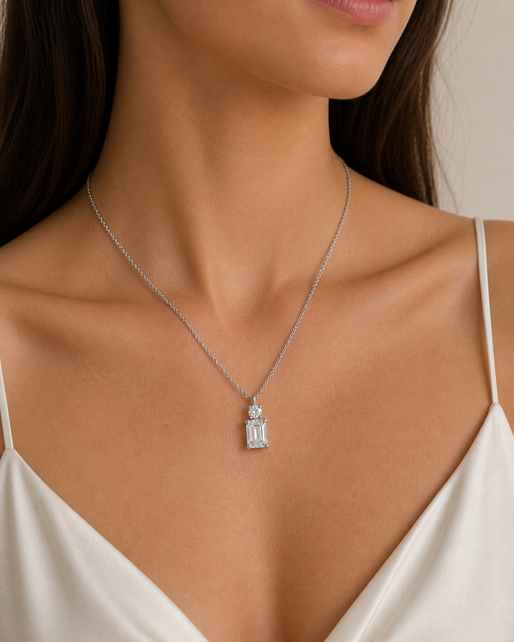 Emerald Cut Lab Diamond Pendant Necklace – 1.07ct