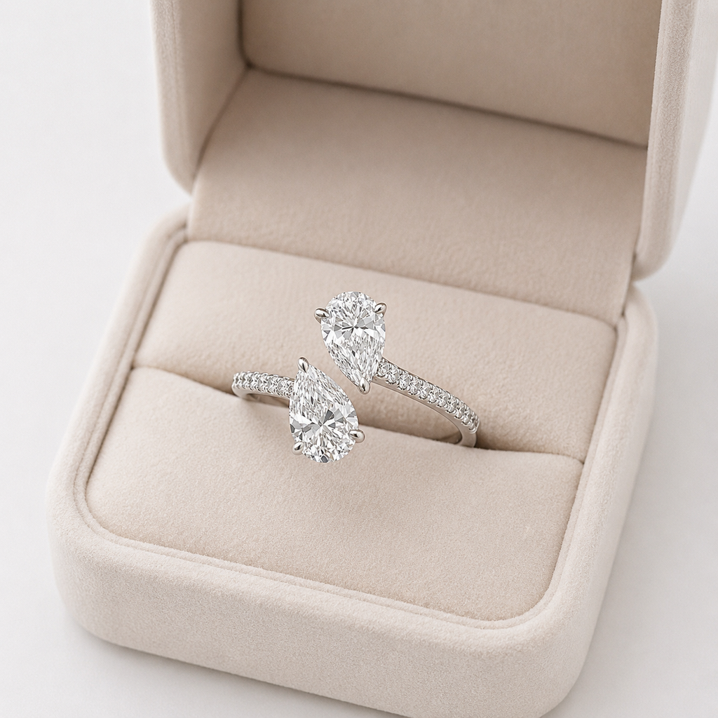 4ct Pear Lab Diamond Open Ring