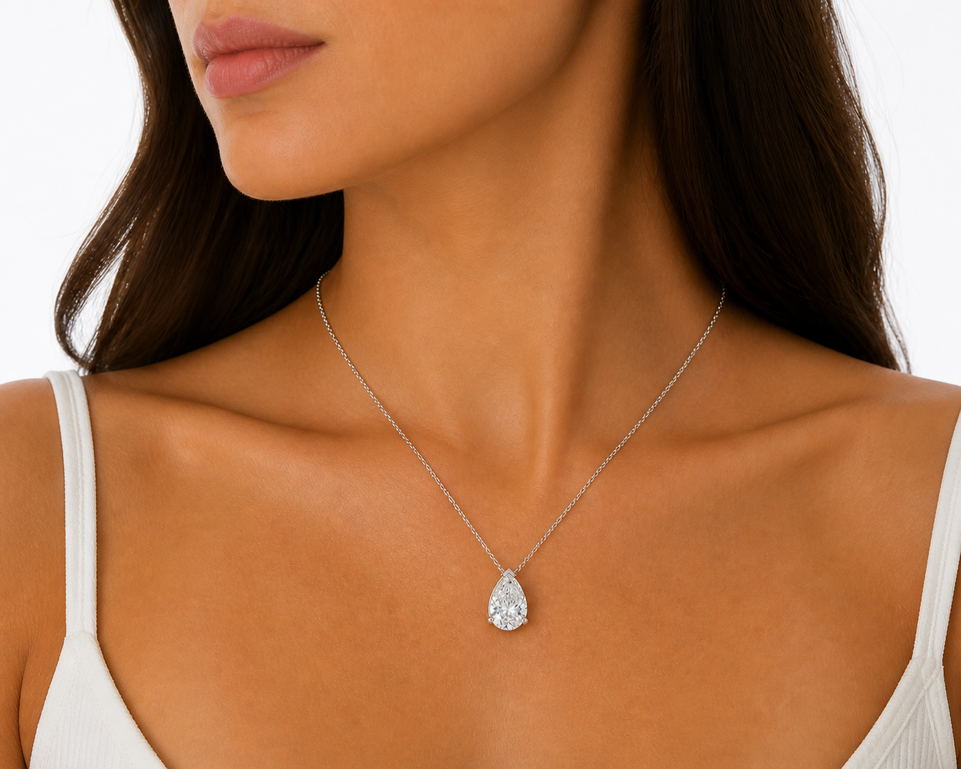 Pear Cut Lab Diamond Pendant Necklace – 2ct