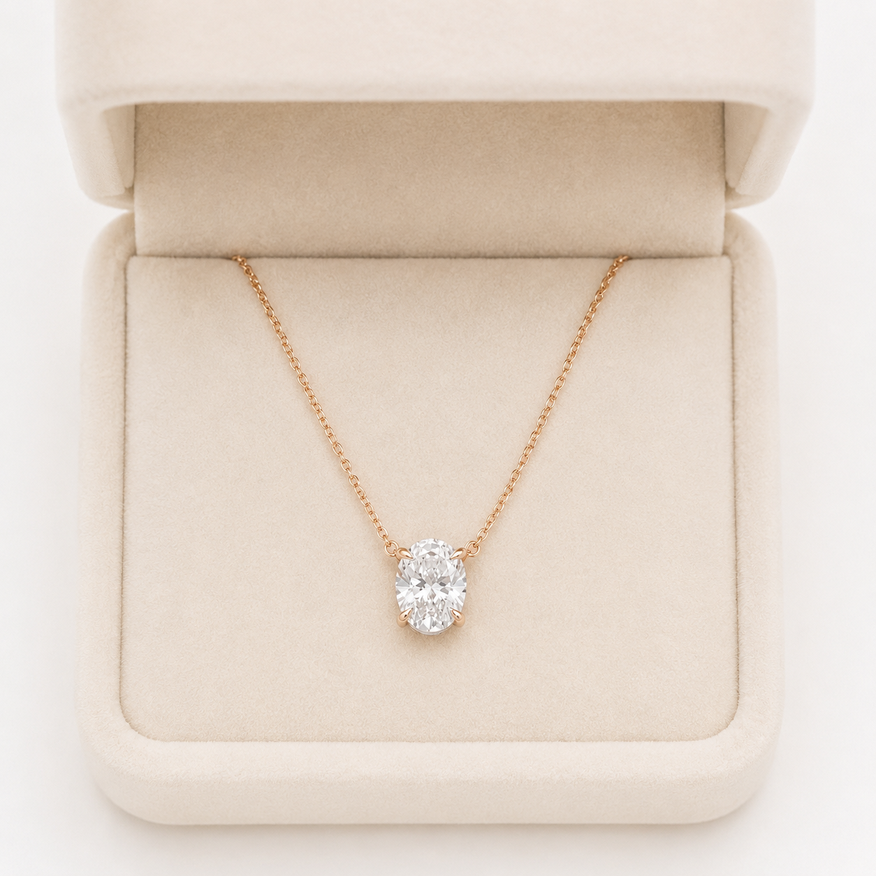 2CT Oval Lab Diamond Solitaire Necklace