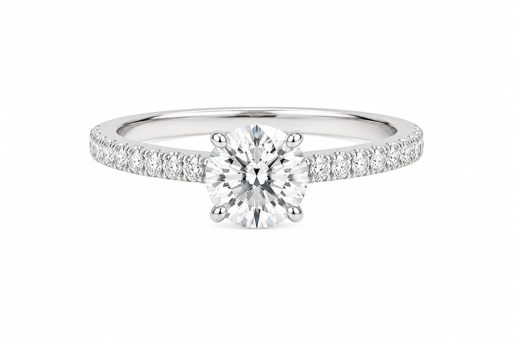 Round Lab Diamond Ring – 1.44ct Pavé Band Setting