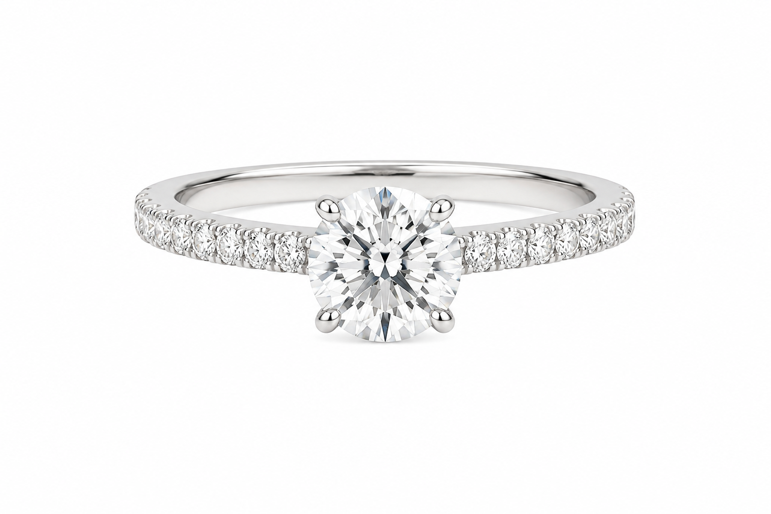 Round Lab Diamond Ring – 1.44ct Pavé Band Setting