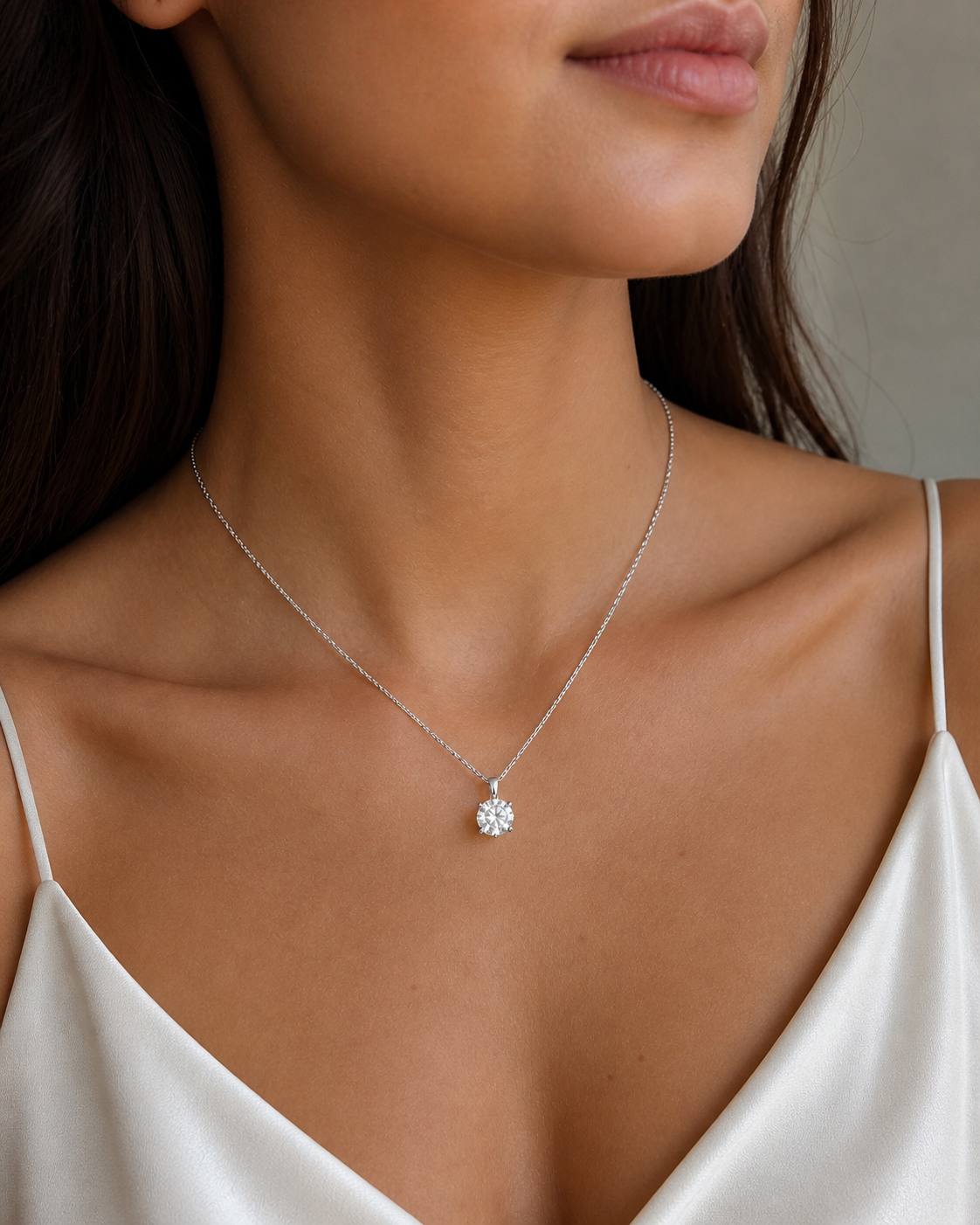 Round Lab Diamond Solitaire Necklace – 1ct