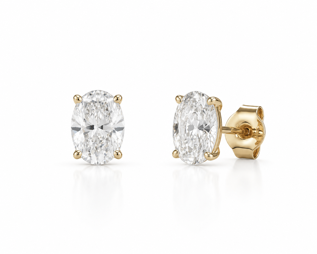 Oval Cut Lab Diamond Stud Earrings – 2ct Total