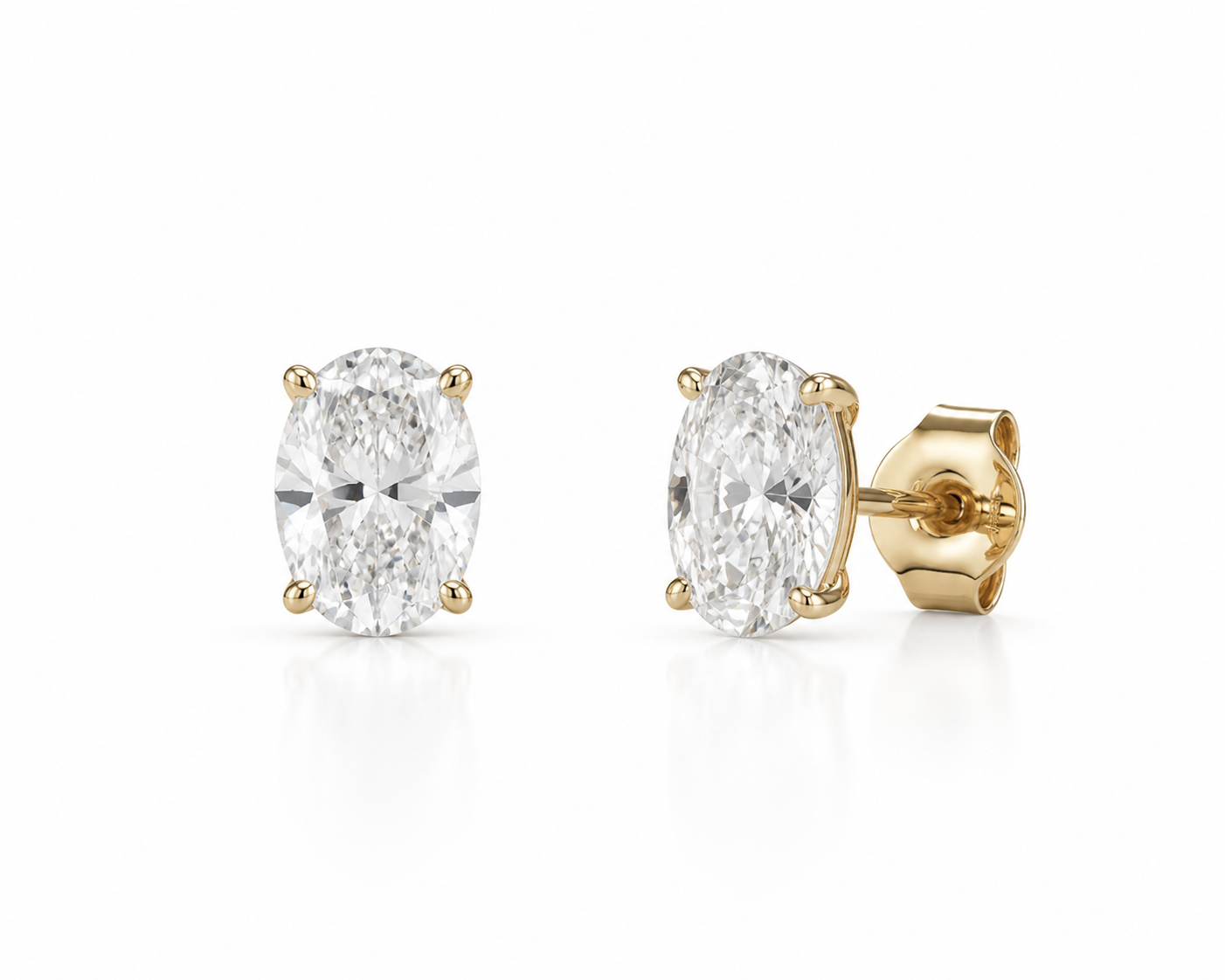 Oval Cut Lab Diamond Stud Earrings – 3ct Total